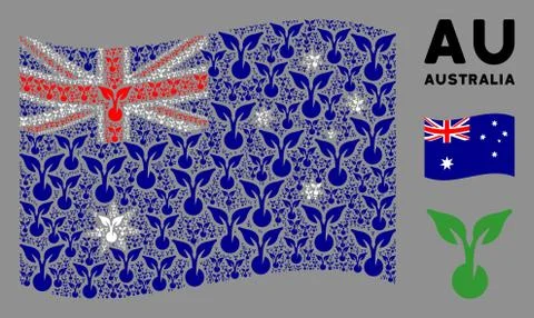 Waving Australia Flag Composition of Seed Sprout Items Stock Illustration
