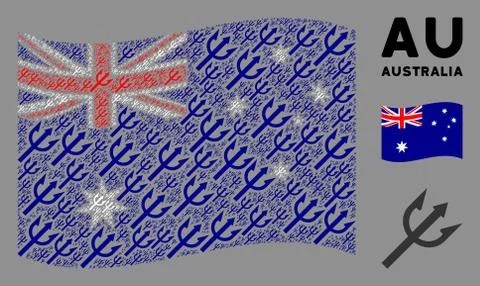 Waving Australia Flag Composition of Trident Fork Items Stockillustratie