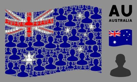 Waving Australia Flag Composition of User Icons Stock Illustration