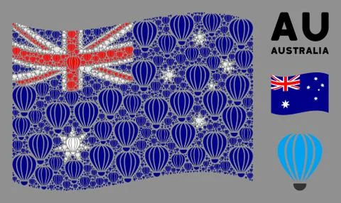 Waving Australia Flag Pattern of Aerostat Icons Stock Illustration