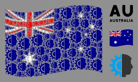 Waving Australia Flag Pattern of Android Robotics Icons イラスト素材