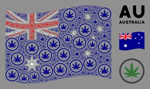 Waving Australia Flag Pattern of Cannabis Items イラスト素材