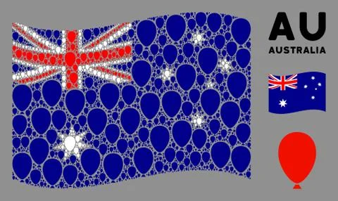 Waving Australia Flag Pattern of Celebration Balloon Icons Illustrazione stock