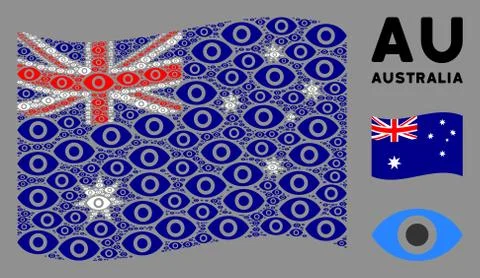 Waving Australia Flag Pattern of Eye Items Illustrazione stock