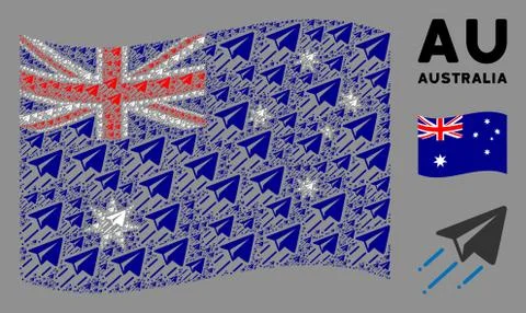 Waving Australia Flag Pattern of Freelance Flight Items Stock Illustration