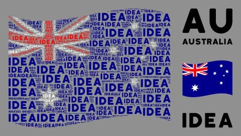 Waving Australia Flag Pattern of Idea Texts Stock Illustration