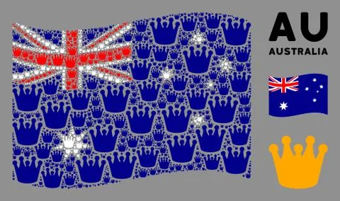 Waving Australia Flag Pattern of Royal Icons 스톡 일러스트