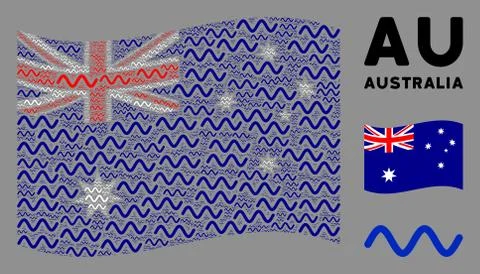 Waving Australia Flag Pattern of Sinusoid Wave Icons イラスト素材