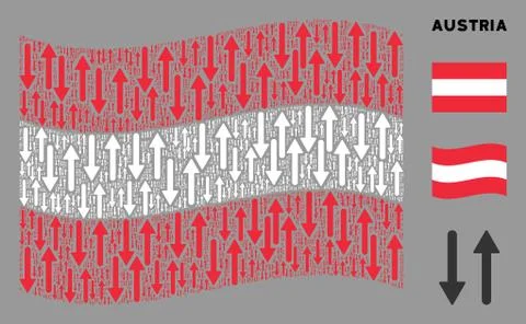 Waving Austria Flag Collage of Arrows Exchange Vertical Items Stock Illustration