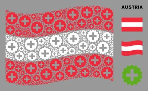 Waving Austria Flag Collage of Create Items Stock Illustration