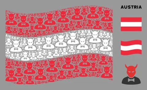 Waving Austria Flag Collage of Devil Icons Illustrazione stock