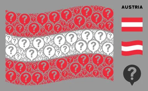 Waving Austria Flag Collage of Help Balloon Icons Stock Illustration