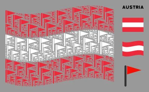 Waving Austria Flag Collage of Triangle Flag Icons Illustrazione stock