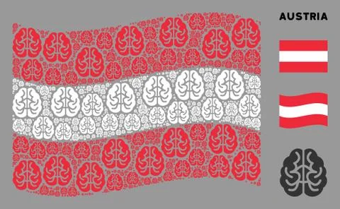 Waving Austria Flag Composition of Brain Items イラスト素材
