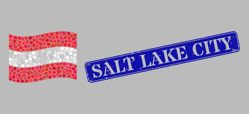 Waving Austria Flag Composition of Circle Dots and Grunge Salt Lake City Ilustração Stock