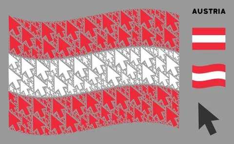 Waving Austria Flag Composition of Cursor Arrow Icons Stock Illustration