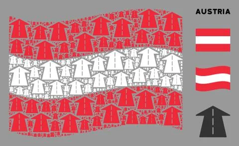 Waving Austria Flag Composition of Future Road Items イラスト素材