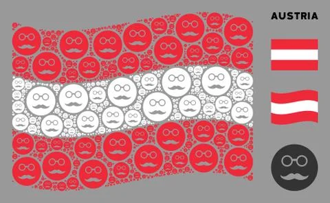 Waving Austria Flag Composition of Pension Smiley Items Stock Illustration