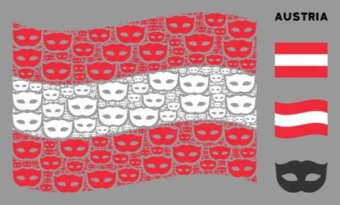 Waving Austria Flag Composition of Privacy Mask Icons Stock Illustration