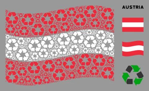 Waving Austria Flag Composition of Recycle Arrows Items Stock Illustration