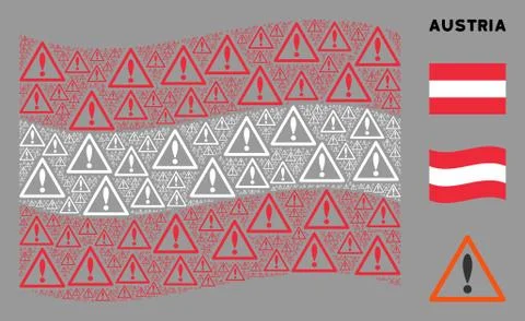 Waving Austria Flag Composition of Warning Items Illustrazione stock