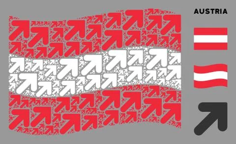 Waving Austria Flag Pattern of Arrow up Right Items イラスト素材