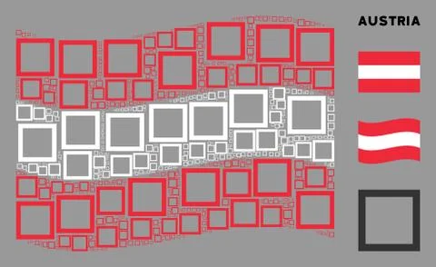 Waving Austria Flag Pattern of Contour Square Items Illustrazione stock