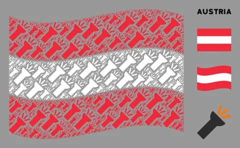 Waving Austria Flag Pattern of Electric Torch Light Items Stock Illustration