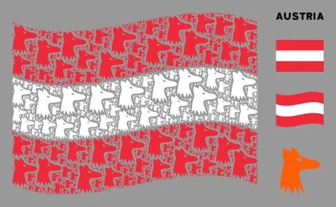 Waving Austria Flag Pattern of Fox Head Items イラスト素材