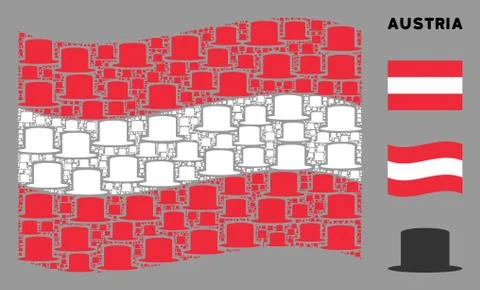 Waving Austria Flag Pattern of Gentleman Hat Items イラスト素材