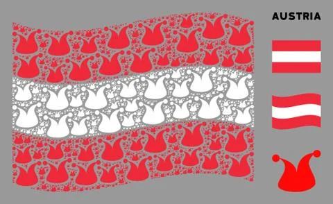 Waving Austria Flag Pattern of Joker Hat Items Illustrazione stock