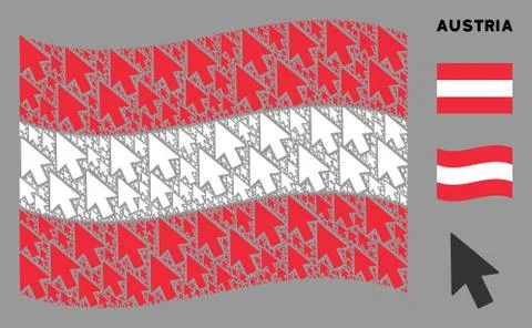Waving Austria Flag Pattern of Mouse Cursor Icons Illustrazione stock