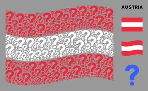 Waving Austria Flag Pattern of Question Icons Stock Illustration