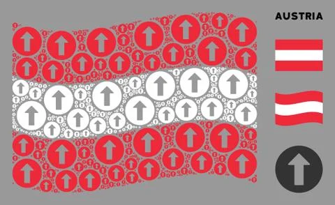 Waving Austria Flag Pattern of Rounded Arrow Items Stock Illustration