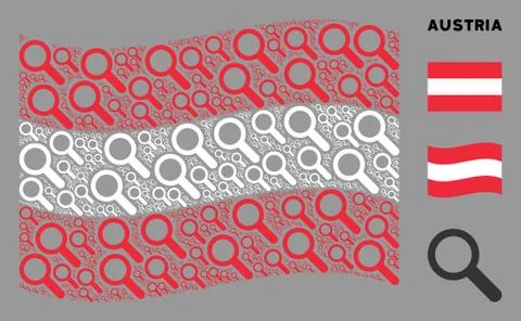 Waving Austria Flag Pattern of Search Items Stock Illustration