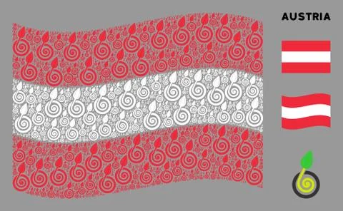 Waving Austria Flag Pattern of Seed Sprout Icons Stock Illustration