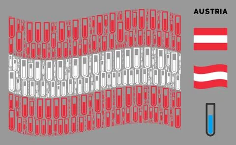 Waving Austria Flag Pattern of Test Tube Icons Stockillustratie