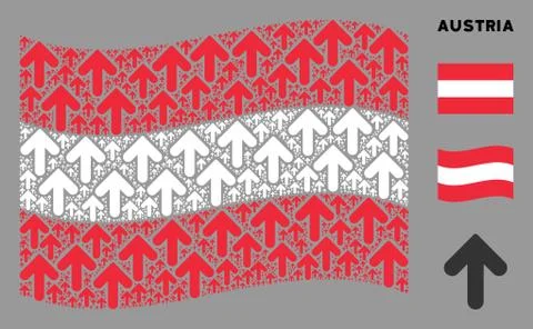 Waving Austrian Flag Collage of Arrow Up Items Illustrazione stock