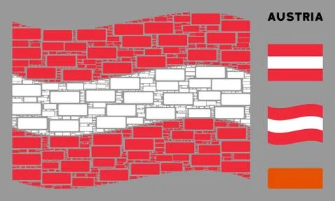 Waving Austrian Flag Collage of Building Brick Items Ilustración de archivo