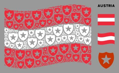 Waving Austrian Flag Collage of Guard Items Stock Illustration
