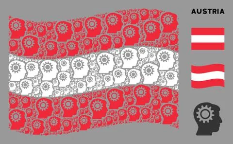Waving Austrian Flag Composition of Intellect Gear Items Illustrazione stock