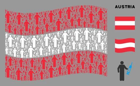 Waving Austrian Flag Composition of Medic Items Stock Illustration