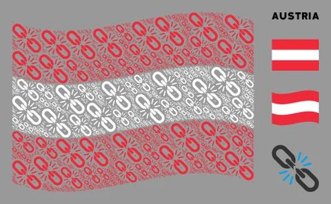 Waving Austrian Flag Mosaic of Break Chain Link Icons 库存插图