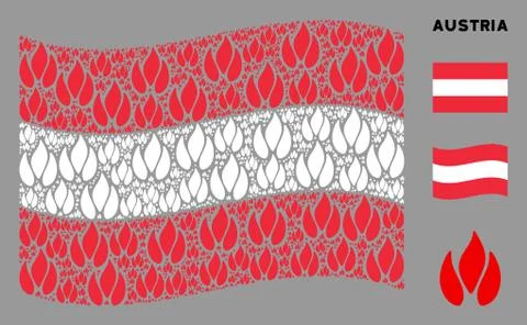 Waving Austrian Flag Mosaic of Fire Icons 库存插图