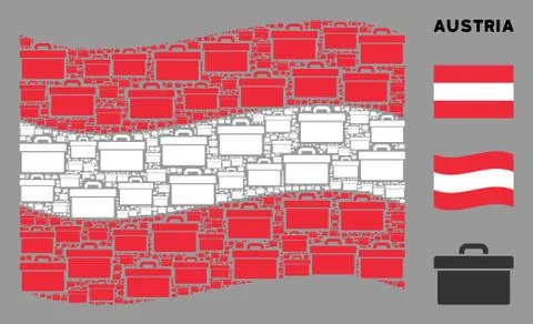 Waving Austrian Flag Mosaic of Toolbox Icons イラスト素材