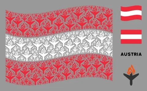 Waving Austrian Flag Pattern of Air Crash Icons 库存插图