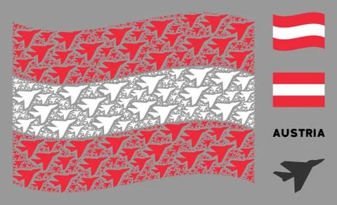 Waving Austrian Flag Pattern of Airplane Intercepter Items Stock Illustration