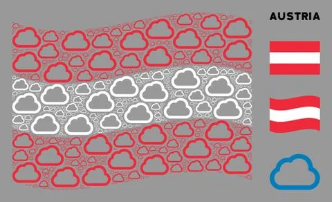 Waving Austrian Flag Pattern of Cloud Items Stock Illustration