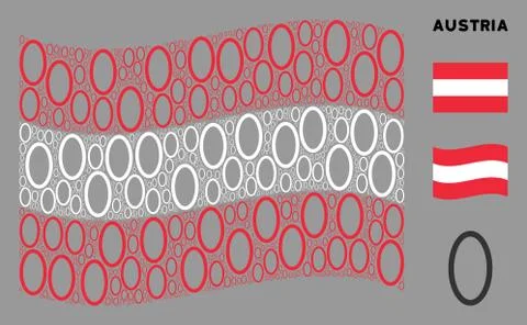 Waving Austrian Flag Pattern of Contour Ellipse Items Stock Illustration