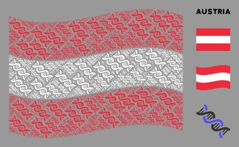 Waving Austrian Flag Pattern of DNA Spiral Icons イラスト素材